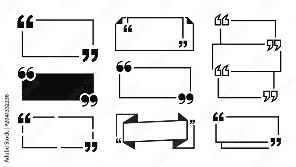 Obraz premium Collection of various quote box templates and speech bubbles with template typography punctuation collection abstract minimalist