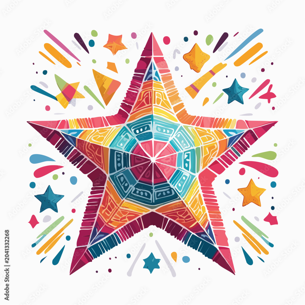 Fototapeta premium Colorful Star Piñata Illustration