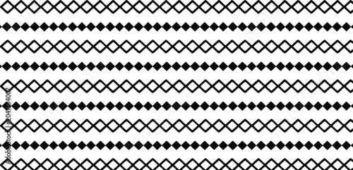 Seamless Black and White Geometric Pattern - Monochrome Diamond Wallpaper Vector
Minimalist Rhombus Line Art Pattern - Simple Aztec Style Seamless Background