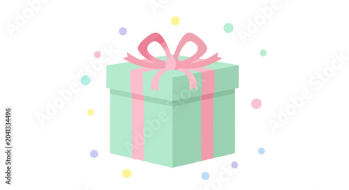 Minimalist Pastel Gift Box Illustration with Confetti