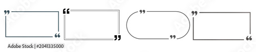 Set of modern quote frames with elegant quotation marks, minimalist design, ready for text inclusion.