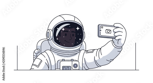 Schilderij op canvas Astronaut taking a selfie with stars reflected in helmet
