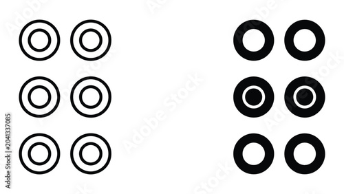 Braille icon set in outline and solid glyph style vector