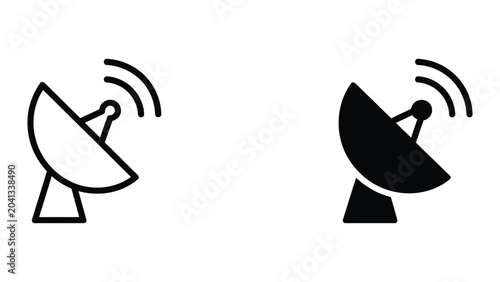 Bild auf Leinwand Satellite dish icon set in outline and solid glyph style vector