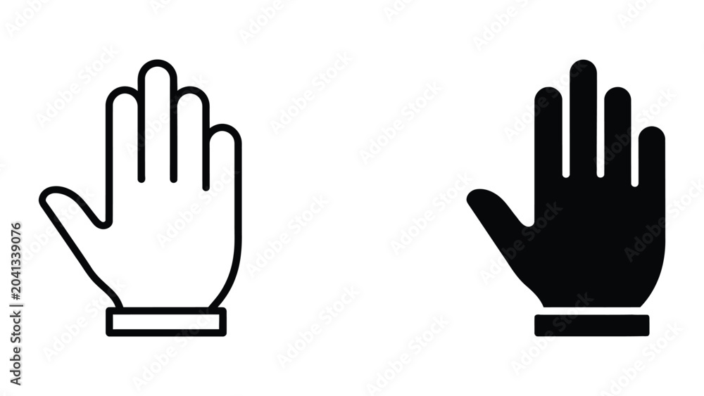 Fototapeta premium Hand icon set in outline and solid glyph style vector