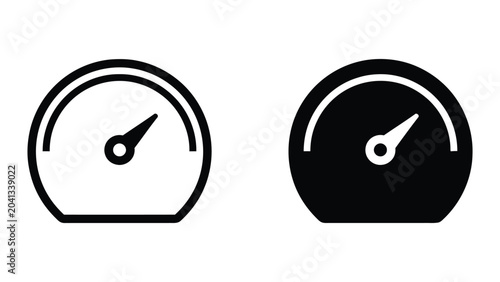Speedometer icon set in outline and solid glyph style vector