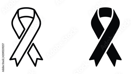 Bild auf Leinwand Awareness ribbon icon set in outline and solid glyph style vector