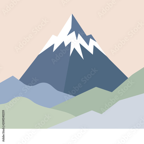 Obraz na plátně A minimalist illustration of a snow capped mountain peak scene