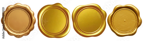 Collection of luxurious shimmering gold wax seals, perfect for adding an elegant and authentic touch to design projects.