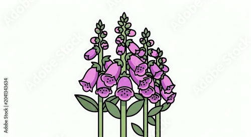Vintage botanical illustration of purple wisteria flowers.