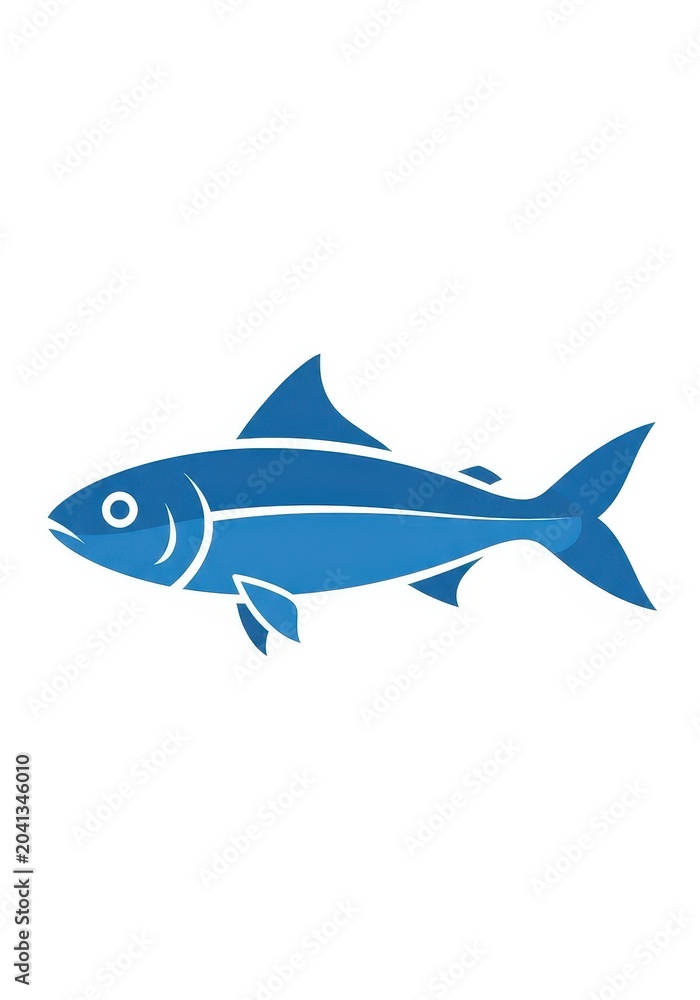 Fototapeta premium Blue Fish Illustration Vector Icon Isolated on White Background for Seafood Logo and Marine Life Design Projects