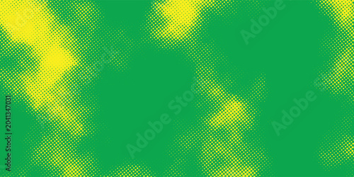 Bright yellow and green pop art background featuring classic halftone patterns and vibrant gradient textures for posters, brochures, and web banners.