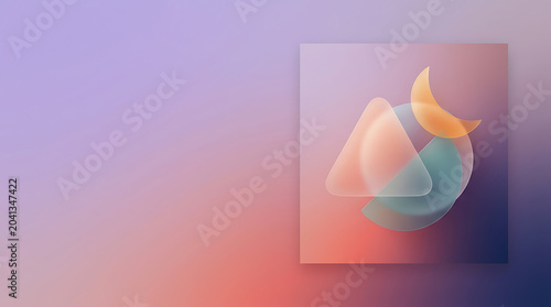 Abstract glassmorphism design with frosted geometric shapes