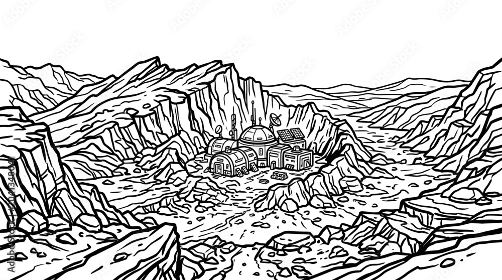 Naklejka premium Mountain range with steep cliffs.