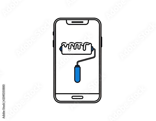 Smartphone with digital paintbrush on screen.