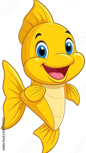 Smiling Cartoon Fish Character Illustration.