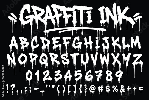 Foto Graffiti ink font with extra long drips and urban street lettering style