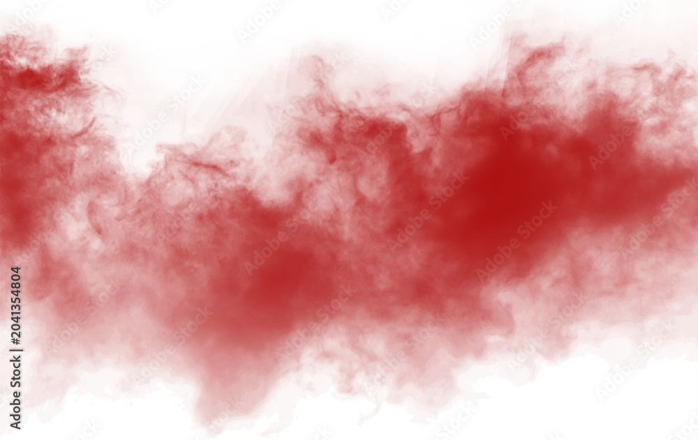 Fototapeta premium Red smoke effect overlay, transparent red fog clouds. Mysterious atmosphere, and creative photo editing design element. 