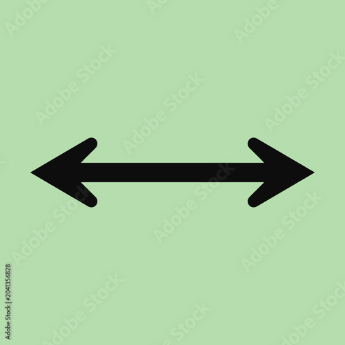 A black double headed arrow icon on a light green background