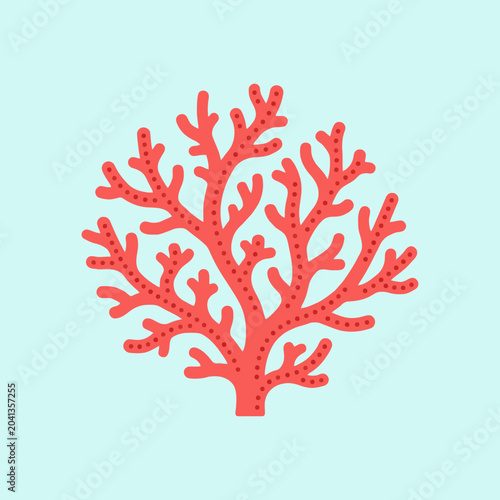 A vibrant red coral illustration isolated on a light background