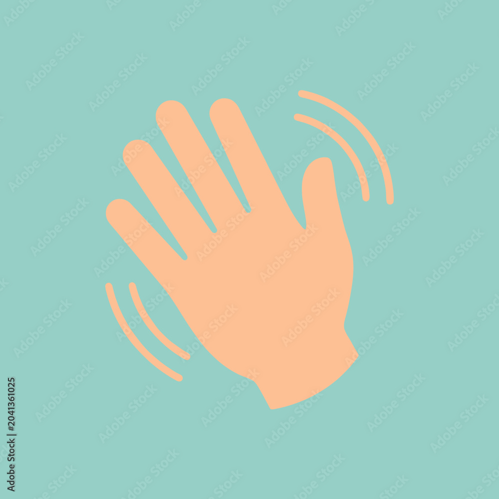 Fototapeta premium A flat vector illustration of a hand waving in greeting motion