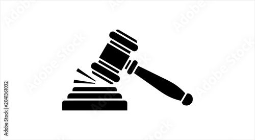 Photos Black Gavel and Sounding Block Icon Representing Justice.