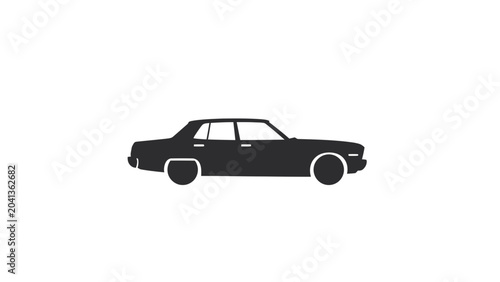 Black sedan car side view.