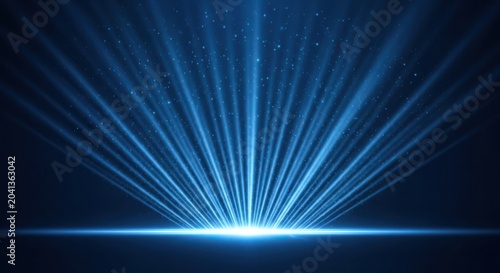 Abstract background with bright blue light beams radiating from the bottom center against a dark backdrop