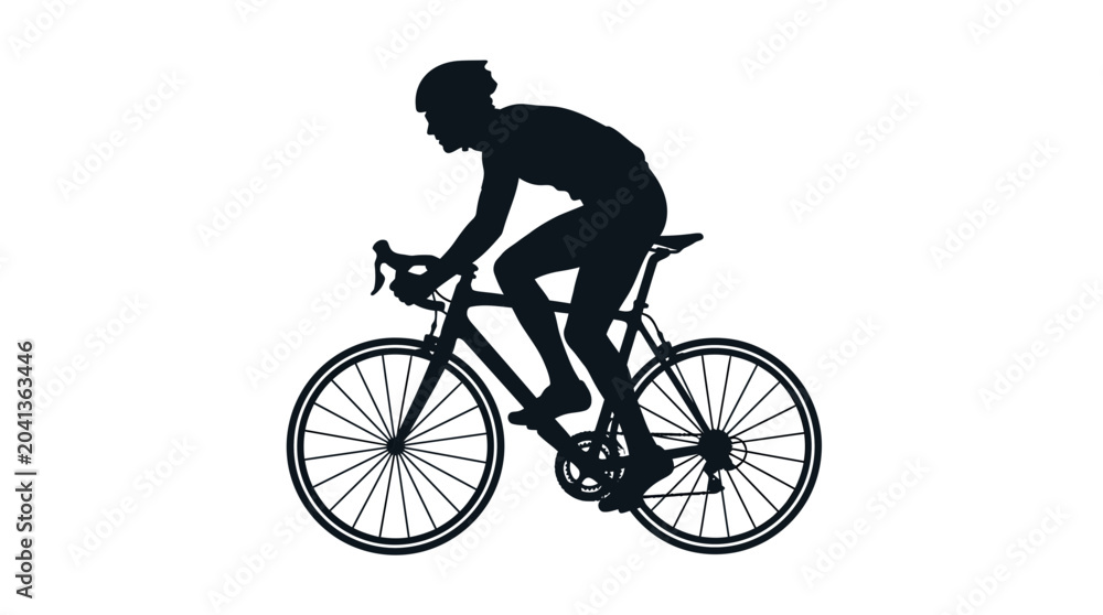 Naklejka premium Man Riding a Bicycle Silhouette Sports.