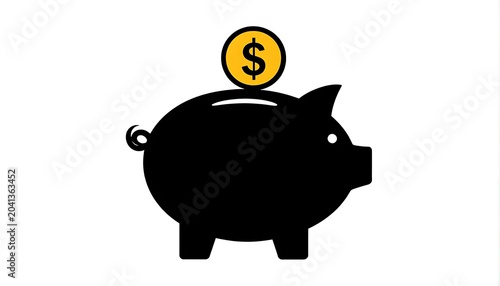 Piggy bank with dollar coin savings.