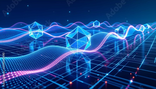 Modern digital ecosystem featuring data networks, cyber security, artificial intelligence, and fintech solutions