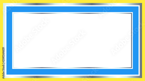 Bright Yellow Border With Blue and Silver Accent Frame for Visual Content and Design Projects