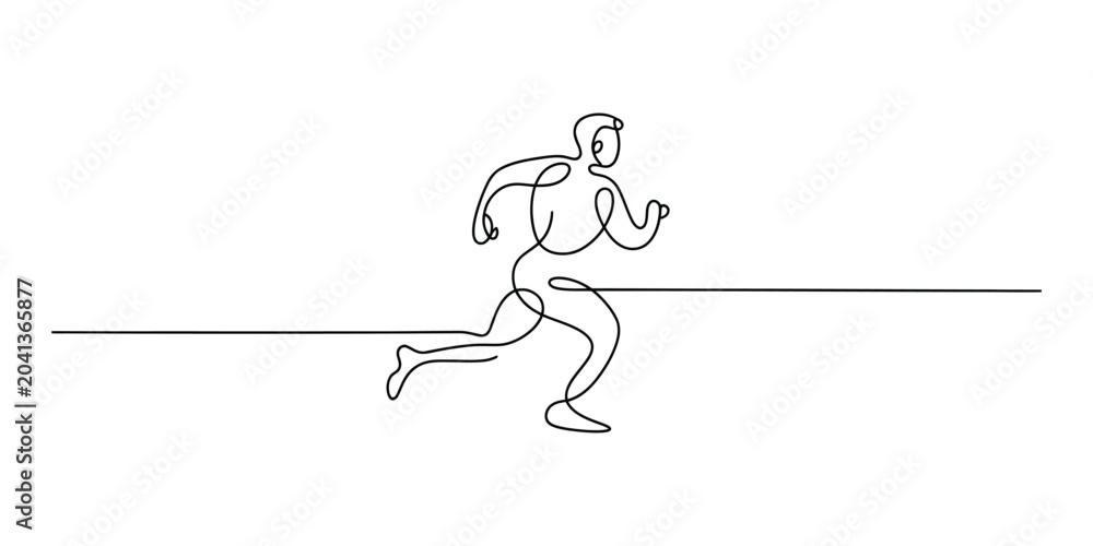 Fototapeta premium Continuous one line drawing of a running man