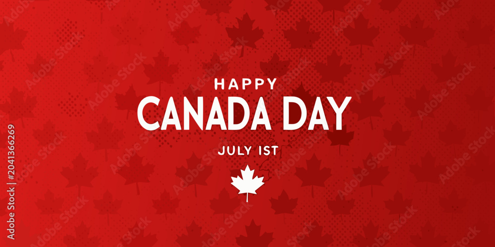 Obraz premium happy canada day greeting card with maple leaf pattern