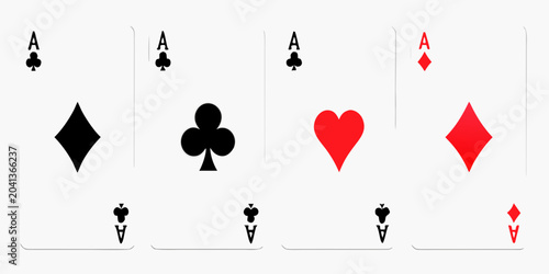 Bild auf Leinwand four playing cards vector illustration ace hearts