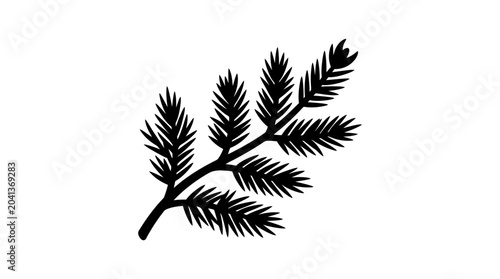Cuadro en lienzo Pine branch silhouette captures the delicate texture of evergreen needles on a simple twig