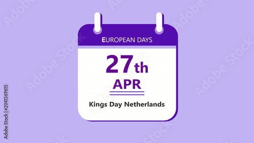 Foto Royal celebration calendar interface featuring 27th April Kings Day Netherlands