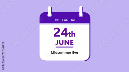 Foto Seasonal celebration calendar interface featuring 24th June Midsummer Eve with c