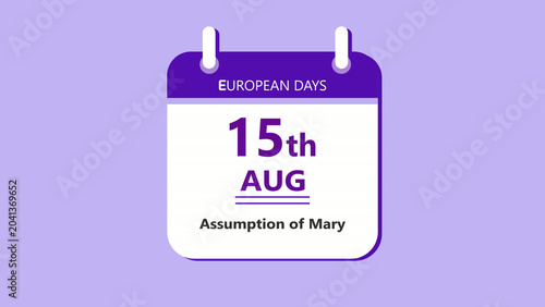 Fotografia Religious observance calendar interface featuring 15th August Assumption of Mary