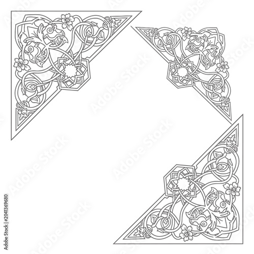 Intricate Floral Patterns in Triangles.