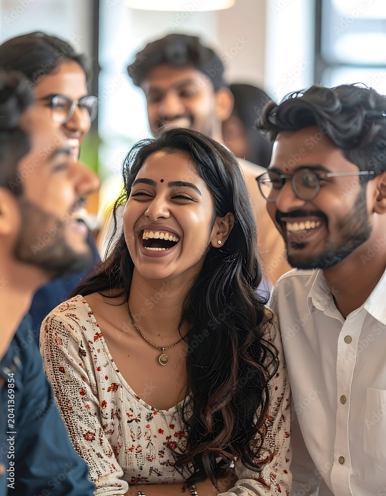 Fototapeta premium Diverse group of young adults laughing.