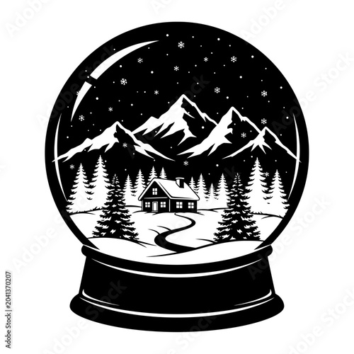 Snow Globe Winter Scene House.