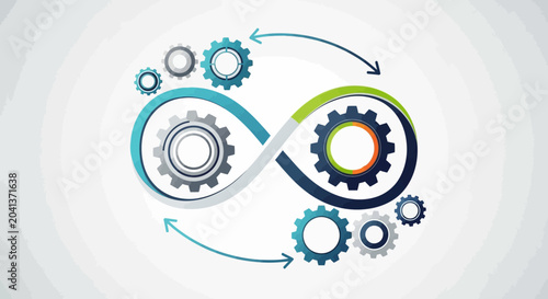 Infinity loop of colorful gear mechanisms.