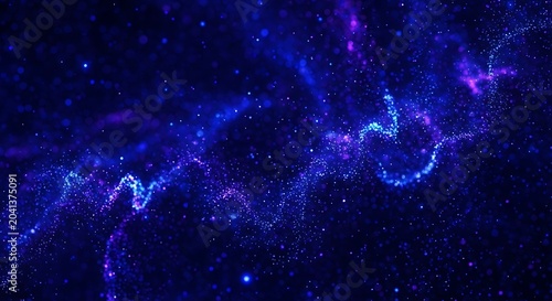Vast cosmic expanse with swirling blue and purple nebulae and countless twinkling stars, creating a mesmerizing celestial landscape.