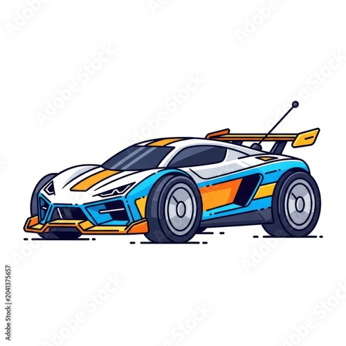 Remote Control Toy Car Illustration Vector with Wireless Controller and Racing Vehicle Isolated on White Background