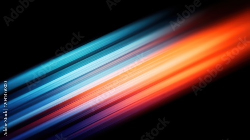 Vibrant diagonal streaks of blue and orange create a dynamic abstract background.