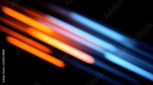 Dynamic abstract lines in vibrant orange and blue hues creating a sense of motion.