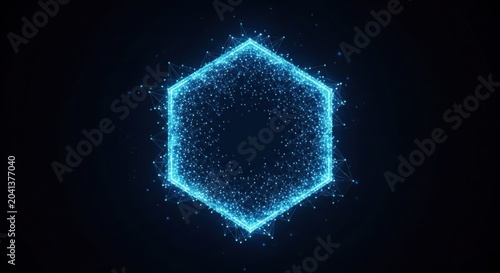A blue hexagonal light pattern with a black background