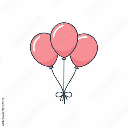 Three Pink Balloons Tied Together with a Bow