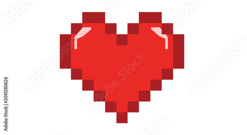 Tableau sur toile Pixelated Red Heart Icon Isolated on White Background, Retro Gaming Symbol